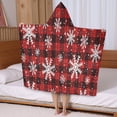 thumbnail image 5 of Red and Black Christmas Snowflake Pattern Hooded Bath Towel，50"x30" for Ages 3 To 12 Kids, Quick Dry Lightweight Soft Microfiber Hood Beach Towel Cover Up for Kids, 5 of 7