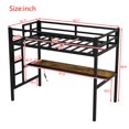 thumbnail image 5 of Bellemave Twin XL Loft Bed with Desk and LED Light, Heavy Duty Metal Loft Bed Frame with Power Outlet, Safety Guard & Ladder, Space-Saving, Noise Free, Black, 5 of 9