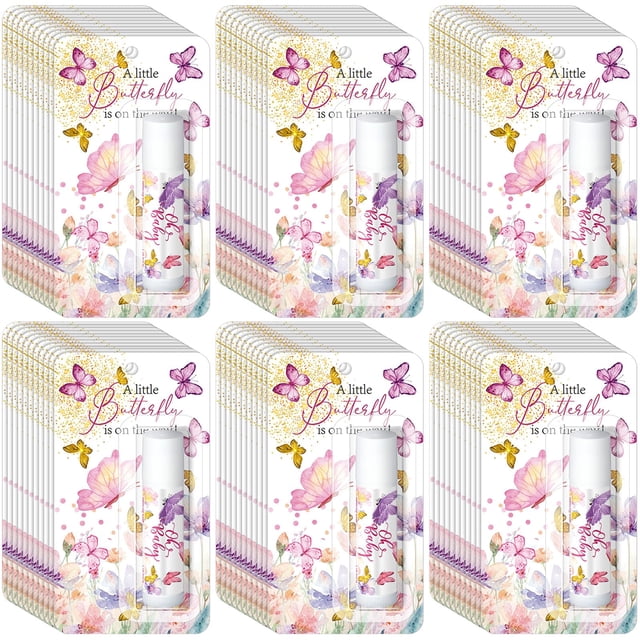 Bálsamos labiales Sacubee Butterfly Baby Shower Games, paquete de 30 unidades