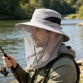 thumbnail image 2 of Fisherman Hat with Netting, Lightweight Sun-Protective Hat, for Outdoor Fishing Hiking Camping, for Men & Women, Gray, 2 of 6