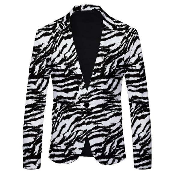 Yoodem Men's Blazers Suits for Men's Stripe Printing Fashion Trend Suit Top Coat Casual Blazer Dark Gray XXL