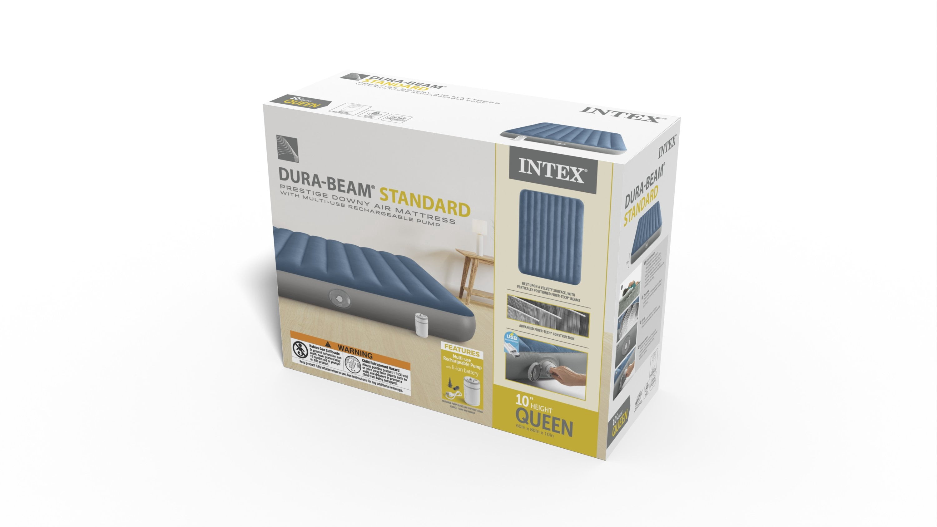 Dura-Beam Prestige Downy Queen Air Mattress with Rechargeable Pump