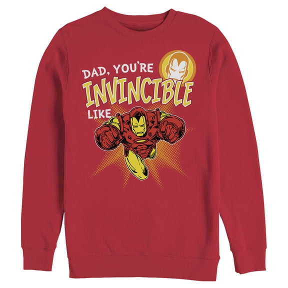 Men's Marvel Dad You're Invincible Like Iron Man Sweatshirt Red Large