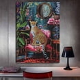thumbnail image 3 of Mudket Framed Cheetah on Pink Chair Canvas Wall Art, Maximalist Floral Animal Print Wall Decor, Ready to Hang for Living Room - 12"L x 8"W, 3 of 10