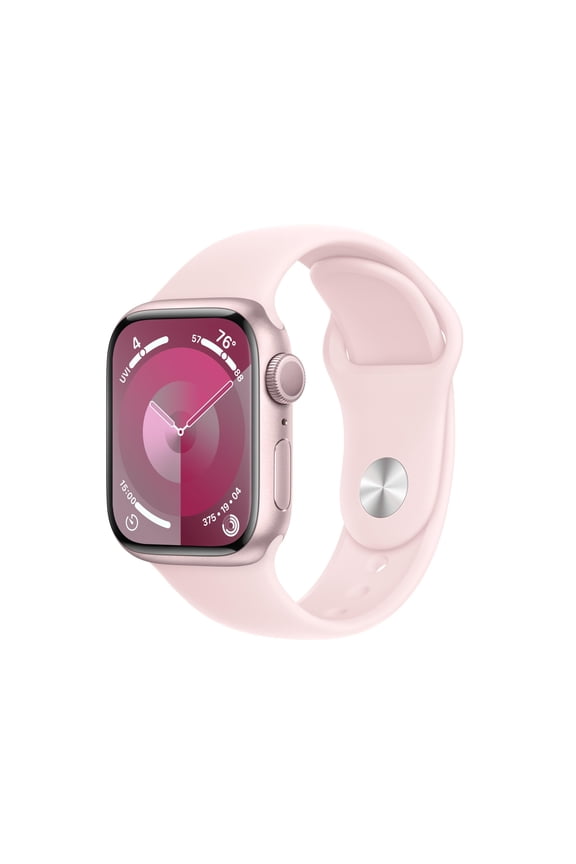 Restored Apple Watch Series 9 [GPS 41mm] Smartwatch with Pink Aluminum Case with Light Pink Sport Band S/M. Fitness Tracker, ECG Apps, Always-On Retina Display, Water Resistant (Refurbished)