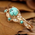thumbnail image 4 of Vintage Turquoise and Diamond Ring Set, Gold Plated, Floral Design, 4 of 5
