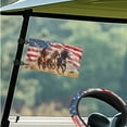 thumbnail image 3 of XYZCANDO Horse USA Flag 4pcs Golf Cart Seat Covers American Flag Golf Cart Steering Wheel Covers 2pcs Golf Cart Flags Steering Wheel Wrap Golf Cart Seat Towel Keep Seats Cool Brown, 3 of 7