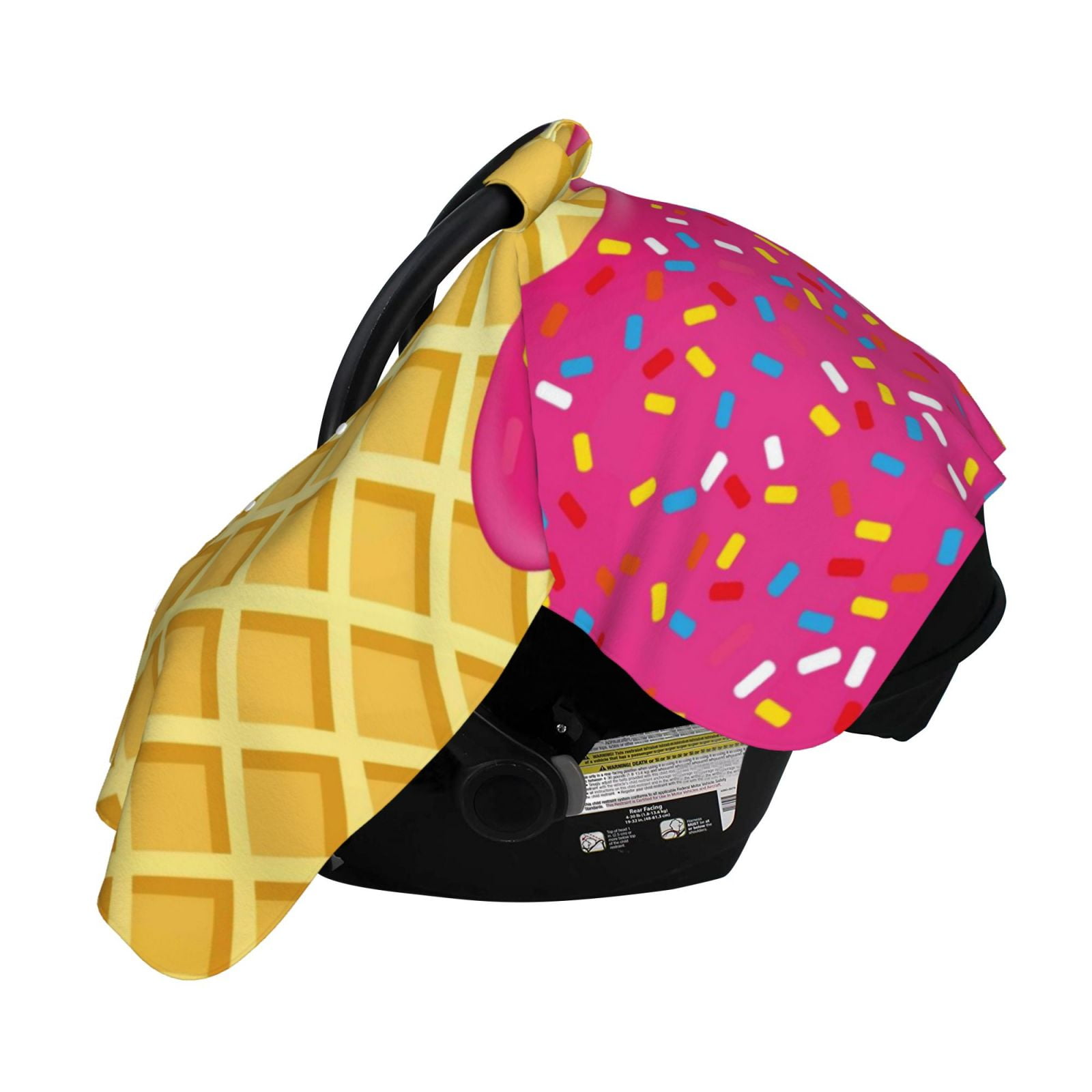 Naloa Red Ice Cream Baby Car Seat Cover, Breathable Baby Carrier Cover, Multiuse Baby Carrier Cover & Nursing Breastfeeding Cover