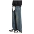 thumbnail image 1 of HBFAGFB Jeans for Men Spring and Fall Retro Loose Straight Trouser Daily Wear Demin Pants Dark Blue Size M, 1 of 4