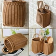 thumbnail image 4 of organization and storage,Wall Hanging Basket Kitchenware Imitation Vine Weaving Kitchen Garlic Storage Retro Portable Small Flower Kitchen Utensil Hanging Baskets For Plants,Yellow, 4 of 7