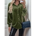 thumbnail image 3 of Women'S Winter Long Sleeve Velvet Cardigan Button Casual Tops Shirt Ladies Tops Red XS, 3 of 7
