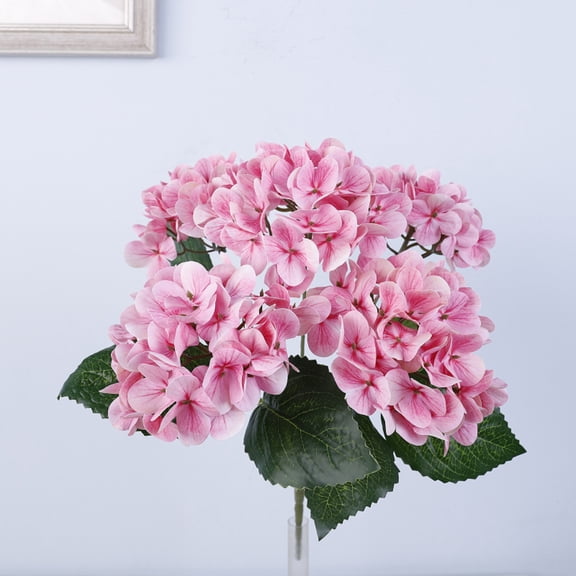 NovaStitch 5 Head Faux Hydrangea Blooms Artificial Silk Flowers for Home Wedding Party Floral Decor Vase Arrangement in Pink