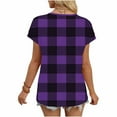 thumbnail image 3 of Cilsoka Women's V Neck T Shirts Short Sleeve Plaid Basic Tees Trendy Summer Going Out Tops Comfy Casual Fashion Clothes, 3 of 5