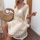 thumbnail image 4 of Vestido De Ganchillo Vestido de algodón estilo bohemio con borlas para mujer, traje de vacaciones (arena) Cgtredaw Para estrenar, 4 of 6