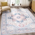 thumbnail image 2 of 6x9 Area Rug Living Room Rugs - Washable Boho Rug Vintage Oriental Distressed Farmhouse Large Thin Indoor Carpet for Living Room Bedroom Under Dining Table Home Office-PinkBlue, 2 of 8