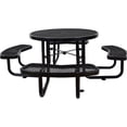 thumbnail image 4 of JERFIT 46 Inch Round Outdoor Picnic Table Set with Umbrella Hole, 4-Bench Seating, All-Weather Black Steel for Patio Garden Backyard, 4 of 7
