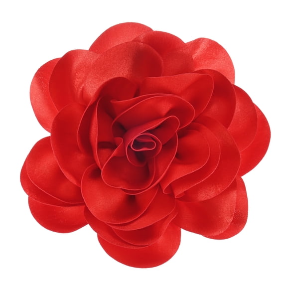Extra Large Rose Flower Brooches, 7.87 Inch Lapel Pins Dainty Satin Fabric Big Camellia Flower Hair Clip For Women Wedding/Dance/Clothes/Accessories/Party [20cm, Red]