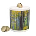 thumbnail image 1 of Fall Piggy Bank, Beech Fall Tree with Tall Bodies Wilderness Rural Countryside Themed Design, Ceramic Coin Bank Money Box for Cash Saving, 3.6" X 3.2", Grey Yellow, by Ambesonne, 1 of 4