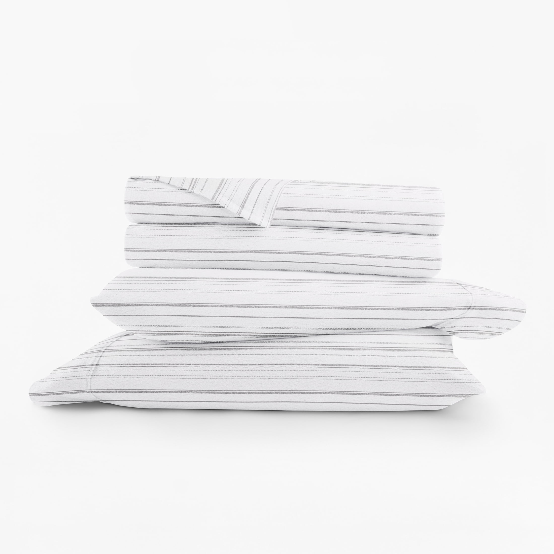 Gray Weathered Stripe 4 Piece 100% Cotton Flannel Deep Pocket Sheet Set, Twin, by Noble Linens