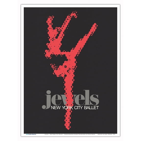 Jewels - New York City Ballet - Choreographer George Balanchine - Vintage Dance Poster by Donn Matus c.1970 - Master Art Print (Unframed) 9in x 12in