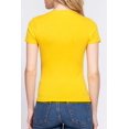thumbnail image 3 of Women's Casual Short Sleeve Solid V-Neck W/Pocket Rib Top, 3 of 4
