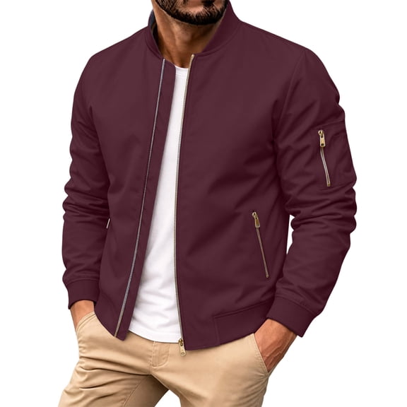 Xdegoge Men's Bomber Jacket Casual Flight Windbreaker Outwear Zip Up Lightweight Coat with Quilted Lining and Sleeve Pockets