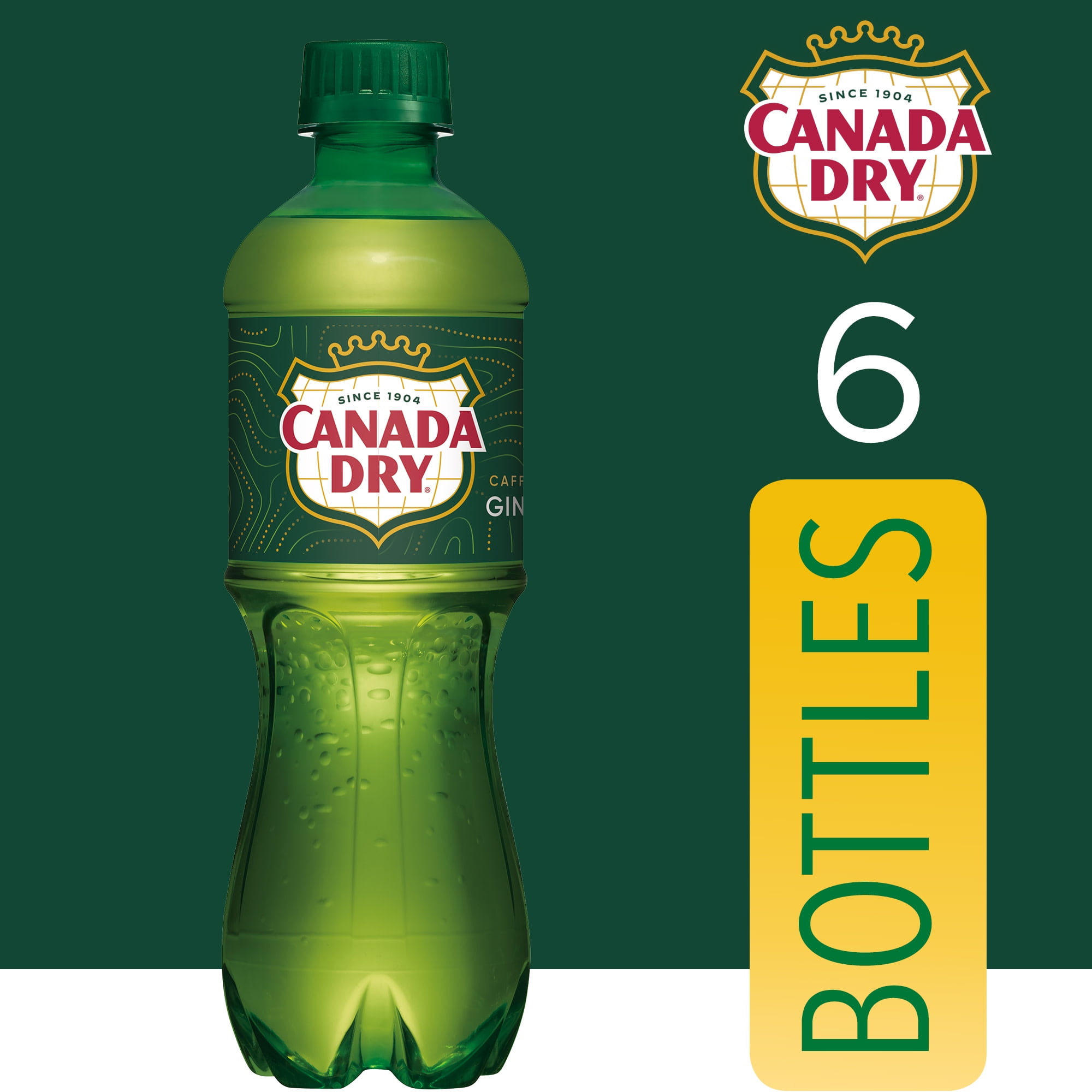Canada Dry Caffeine Free Ginger Ale Soda Pop, 16.9 fl oz, 6 Pack Bottles