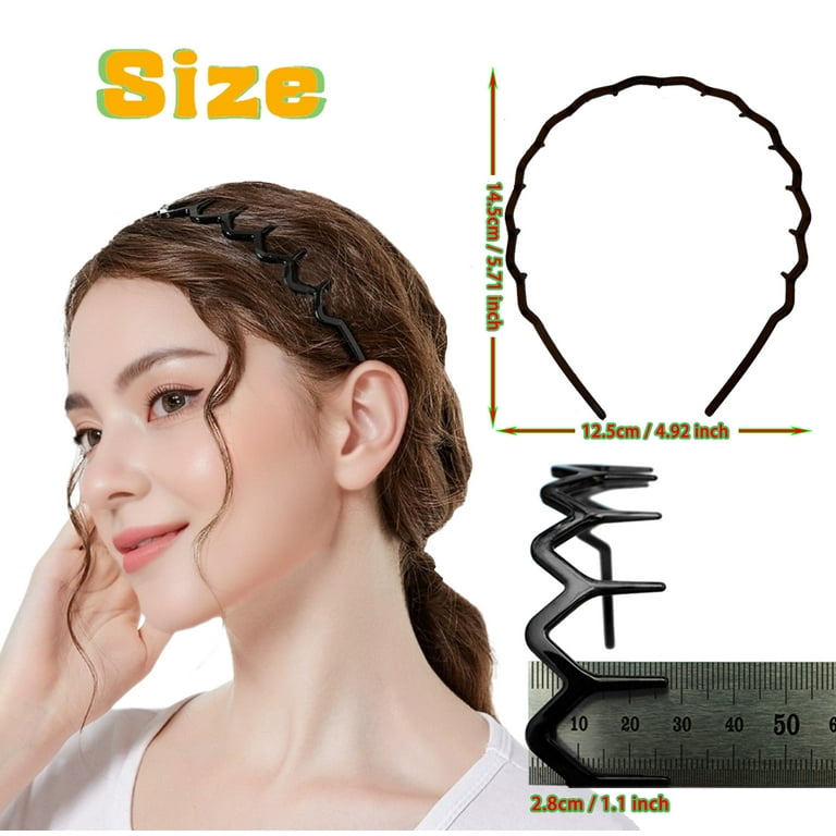 3 Set Zig Zag Headbands for Women Men, Plastic Sharks Tooth Hair Comb Headband (3 Black), Hair Accessories for Wear