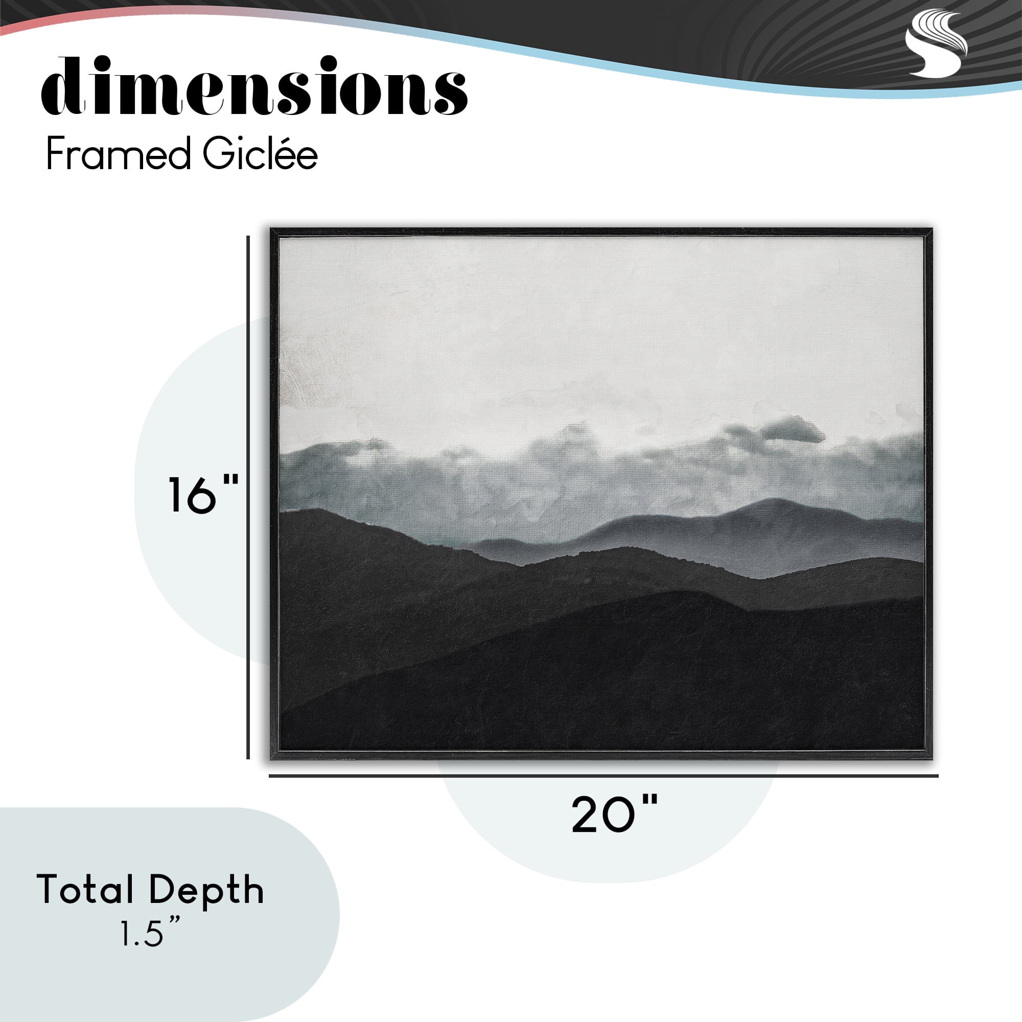 Stupell Industries Layered Foggy Hills Black Framed Giclee Art, design by Elizabeth Medley