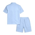 thumbnail image 4 of CONZONE Mens 2 Peice Beach Outfits Solid Color Short Sleeve Buttons Up Shirts Shorts Sets Breathable Summer Tracksuits, 4 of 7