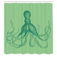 thumbnail image 2 of Ambesonne Octopus Shower Curtain, Monochrome Marine Sketch, 69"Wx75"L, Shamrock Green, 2 of 4