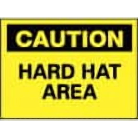 "Caution - Hard Hat Area", 10" Long x 14" Wide, Rigid Plastic Safety Sign