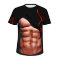 thumbnail image 4 of SSAAVKUY Muscle Tee Shirts for Mens Fake Abs T Shirt Funny 3D Flame Graphic Shirts Casual Summer Short Sleeve Tops Crewneck Tshirt Red 6, 4 of 5
