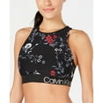 thumbnail image 2 of Calvin Klein Womens Printed Strappy-Back Low-Impact Sports Bra,Charcoal,M, 2 of 2