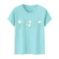 thumbnail image 3 of Liquidation! Uooqdmx T-Shirts Graphiques pour Femmes, Hauts Floraux pour Femmes, Hauts Décontractés pour Femmes, T-Shirt à Col Rond Floral Mode Doux Décontracté, Hauts de Sortie pour Femmes, Rose S, 3 of 4