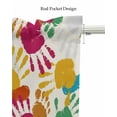 thumbnail image 5 of Colorful Handprint Linen Curtain Valance for Bedroom/Bathroom/Kitchen/Office/Living/Dining Room Window,Cartoon Funny Cute Footprint Rod Pocket Topper Decorative Cafe Drapes Panel 42"x12", 5 of 6