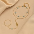 thumbnail image 3 of VNOX Stainless Steel Gold Tone Turquoise Snake Hand Chain Bracelet for Anniversary Gift, 3 of 6