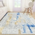 thumbnail image 3 of Wondo 5x8 Modern Abstract Area Rugs - Gold and Blue Low Pile Washable Carpet for Living Room, Bedroom, Nursery, Office, Kitchen - Non-Slip Stain Resistant Soft Rug for Indoor Use, 3 of 8
