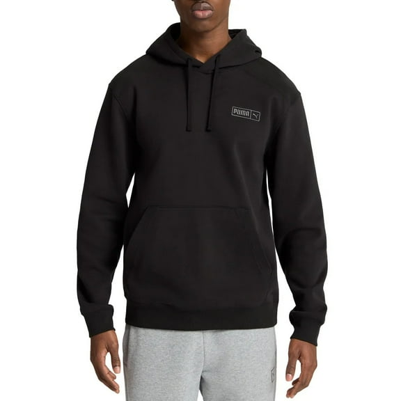 PUMA Men's Fleece Hoodie Pullover with Kangaroo Pocket (US, Alpha, Small, Regular, Regular, Black)