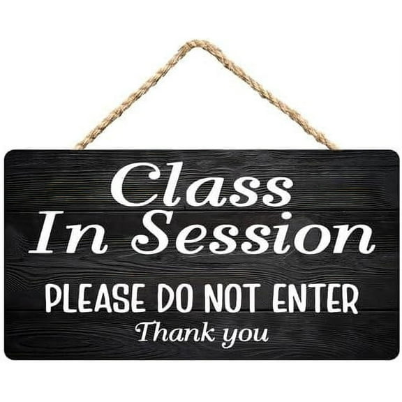 Zomyto Class In Session Sign,Do Not Enter,Rustic Wooden Hanging Sign 12X6 In Door Hanging Plaques