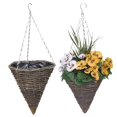 thumbnail image 3 of Cesta Colgante de Ratán, Cestas Colgantes en Forma de Cono, Cesta Colgante de Flores con Gancho de Cadena, Cesta Colgante de Mimbre de Ratán S, 3 of 5