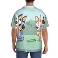 thumbnail image 3 of Lsque Bluey print Men's Cuban Collar Short Sleeve Shirt Summer Beachwear Casual Button Down Fashionable Vacation Leisure Shirt-XX-Large, 3 of 7