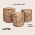 thumbnail image 2 of JONATHAN Y Zaria 18" Coastal Bohemian Handwoven Water Hyacinth Nesting Round Accent Table, Natural (Set of 3), TBL2503A-3SET, 2 of 7