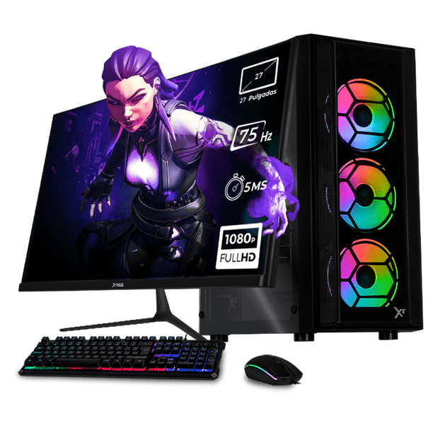 Computadora Escritorio Completa Xtreme PC Gaming Intel Core i9 12900 16GB SSD 1TB Monitor 27 75Hz WIFI Black juegos casuales, trabajo y estudio