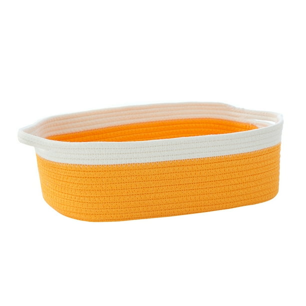 Small Woven Basket, 12"x 8" x 5" Cute Small Basket, Rope Room Shelf