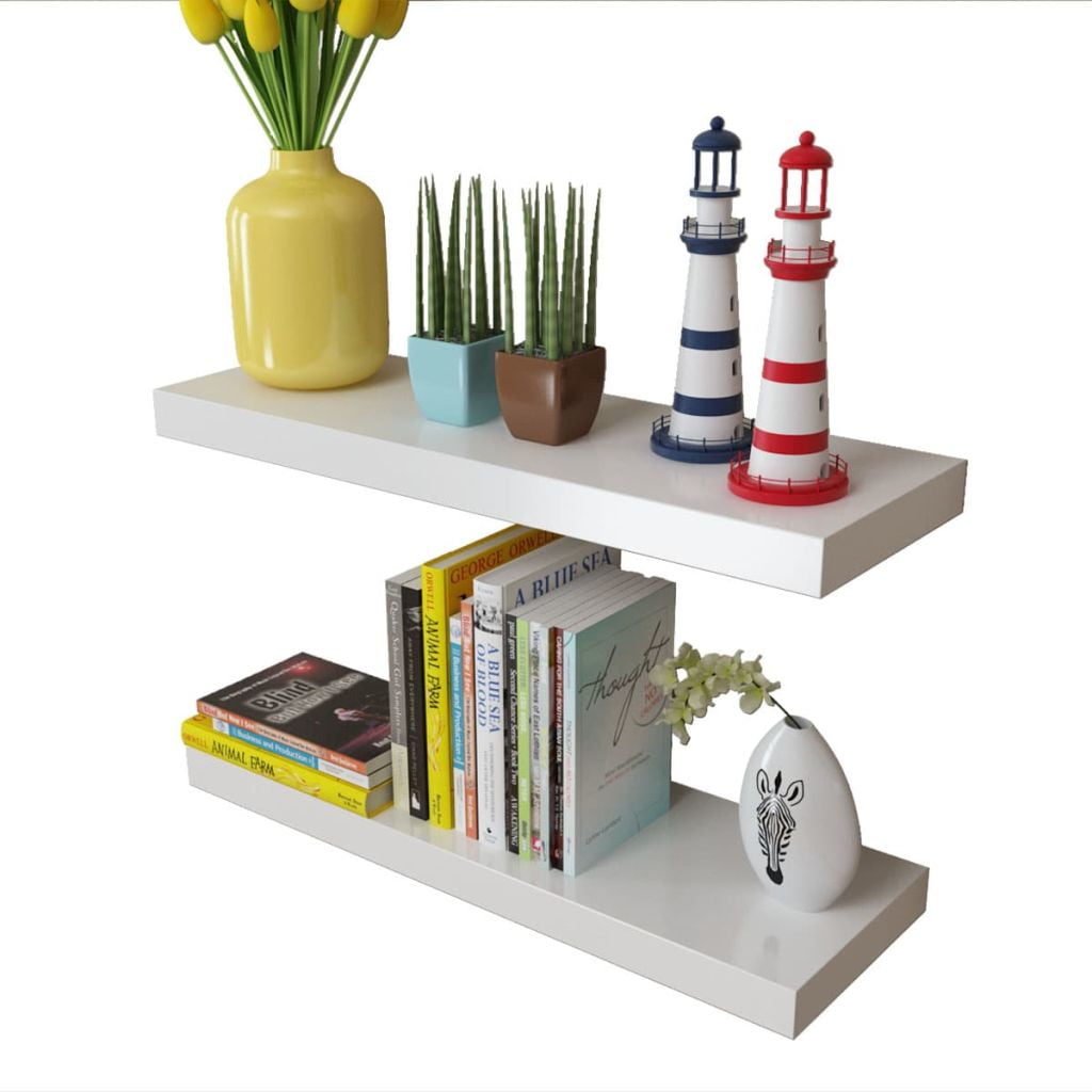 Floating Shelves Set of 2, Modern Wall Display Shelf Decor for Bedroom, Living Room