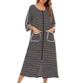 thumbnail image 1 of Qarigey Camisones de mujer Batas con cremallera de casa de verano Albornoz con bolsillos Hogar Hotel Dormitorio Ropa de dormir Mujer Damas Pijama Negro Qarigey AP016562-01, 1 of 6