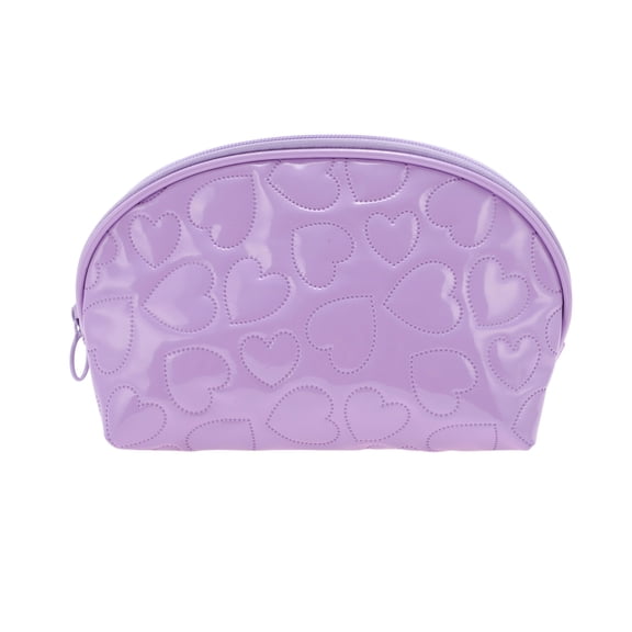 Unique Bargains 1 Pc Shell Shape Heart Makeup Bag with Zipper Purple