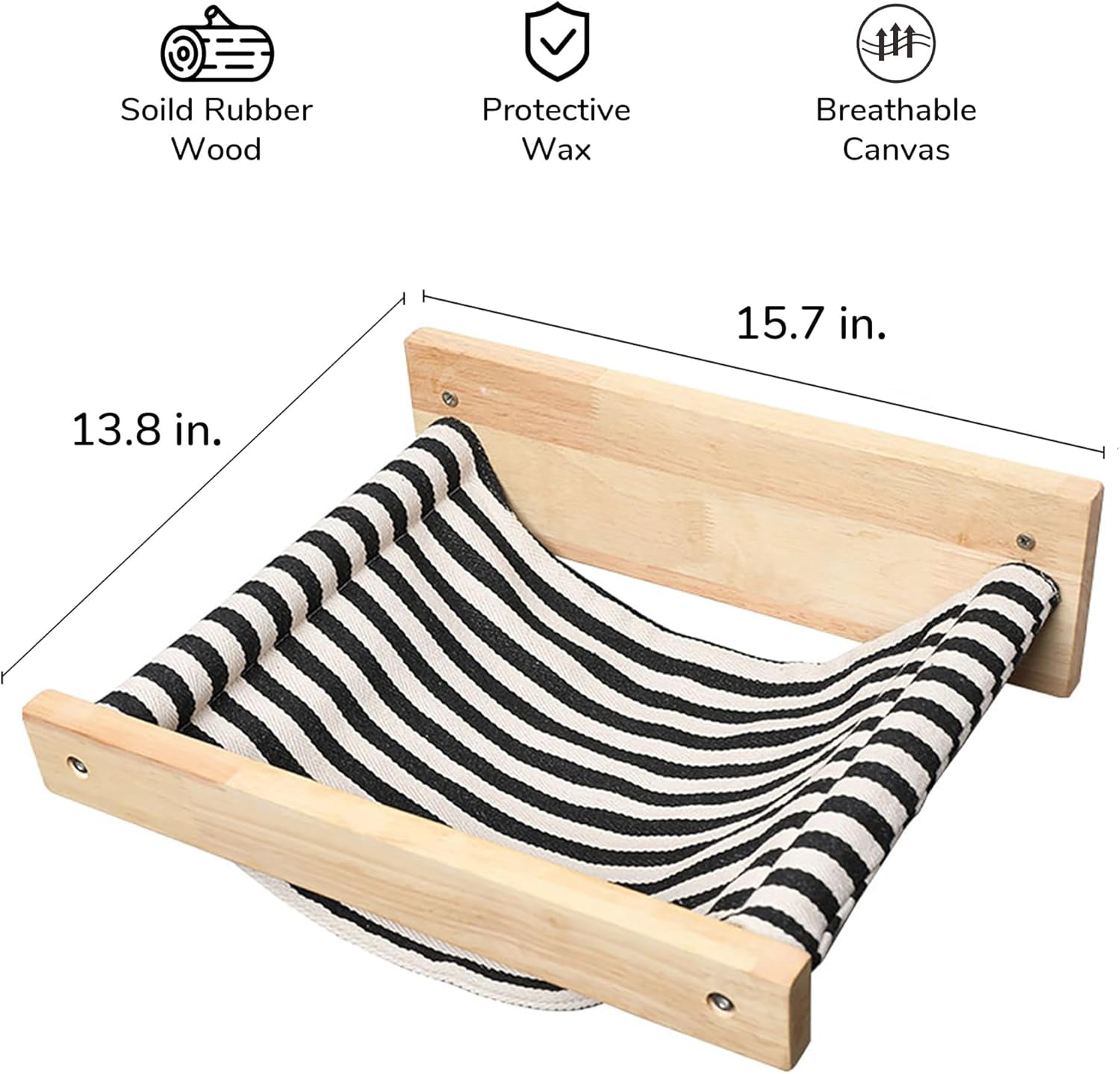 TJOUL Cat Hammock Wall Mounted, Kitty Beds and Perches, Wooden Cats Furniture, Stable Wall Shelves for Sleeping, Playing, Climbing, and Lounging