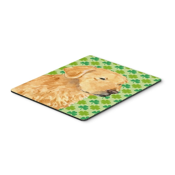 "Golden Retriever St. Patricks Day Shamrock Portrait Mouse Pad Hot Pad or Trivet"